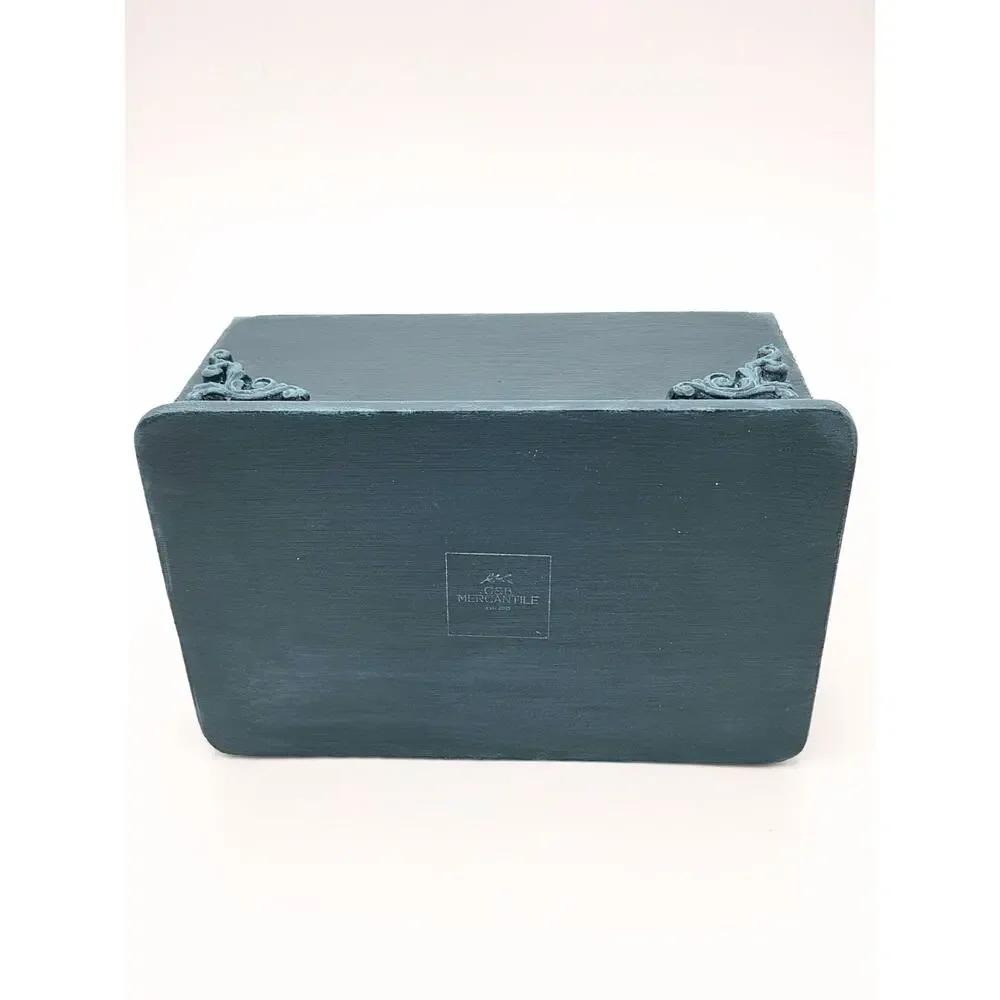 Rustic Teal Wooden Organizer Caddy – Multi‑Slot Desk Storage